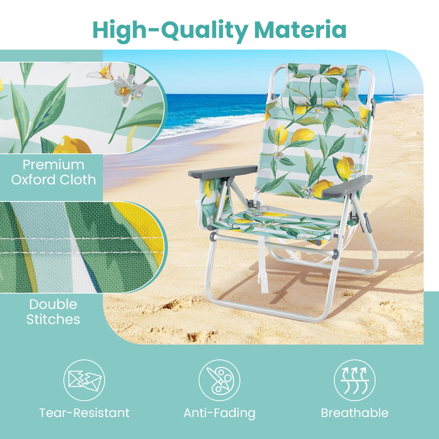 Campingstoelen Set – Klapstoelen – Strandstoelen – Vouwstoelen – Relaxstoelen – 5 Verstelbare Rugleuningstanden – Lichtgewicht Aluminium Frame