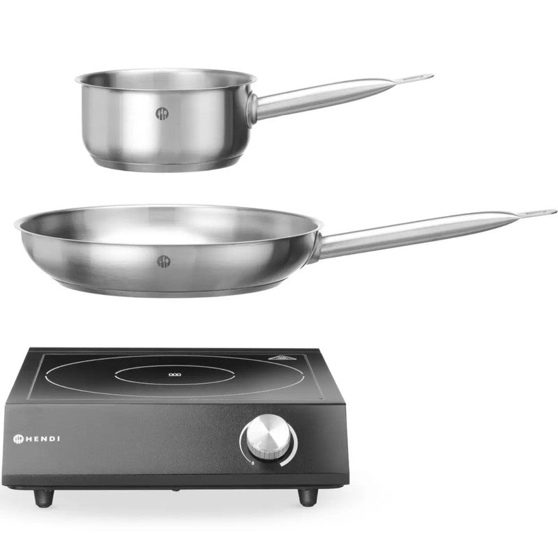 Inductiekookplaat – Inductiekookstel – Draagbare Kookplaat – Elektrische Kookplaat – Camping Kookplaat – 3500W Vermogen – Roestvrijstalen Pannen Set