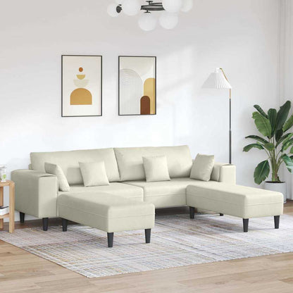 Bankstel – Hoekbank – Slaapbank – Zitbank – 3-zitsbank – Velvet Bekleding – Inclusief Ottoman – Stevig Houten Frame – Zacht Schuimcomfort
