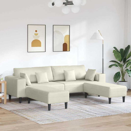 Bankstel – Hoekbank – Slaapbank – Zitbank – 3-zitsbank – Velvet Bekleding – Inclusief Ottoman – Stevig Houten Frame – Zacht Schuimcomfort