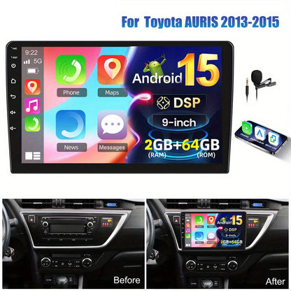 Autoradio – Car Stereo – Auto Multimedia – Navigatiesysteem – Autoplayer – Android 15.0 – Wireless CarPlay & Android Auto – 9 Inch HD IPS Touchscreen – AHD Achteruitrijcamera & Stuurwielbediening – Geschikt Voor Toyota Auris 2013-2015