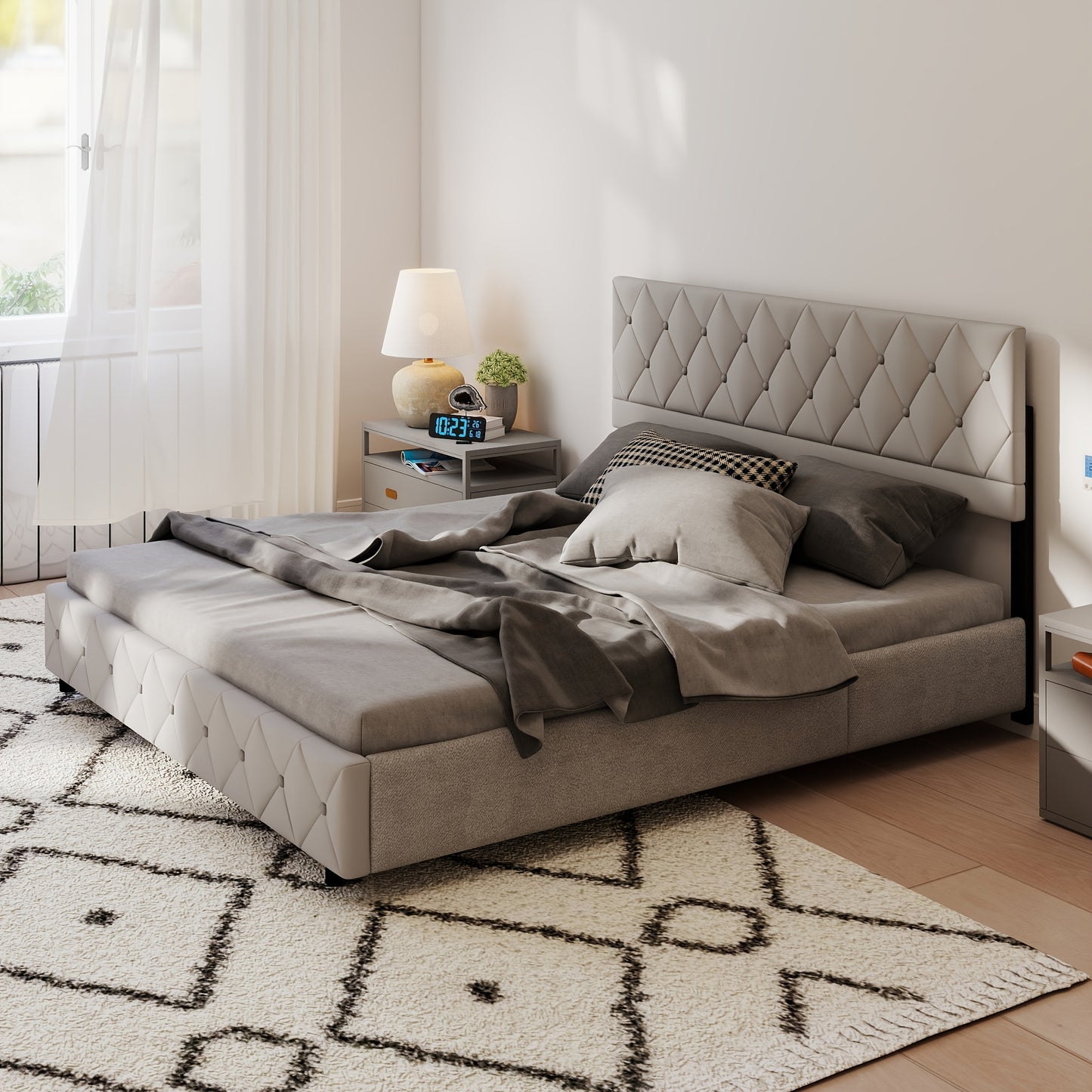 Bedframe – Bed – Eenpersoonsbed – Tweepersoonsbed – Metalen Bed – 140x200 cm – Stevig Zwart Metaal – Inclusief Spiraalbodem