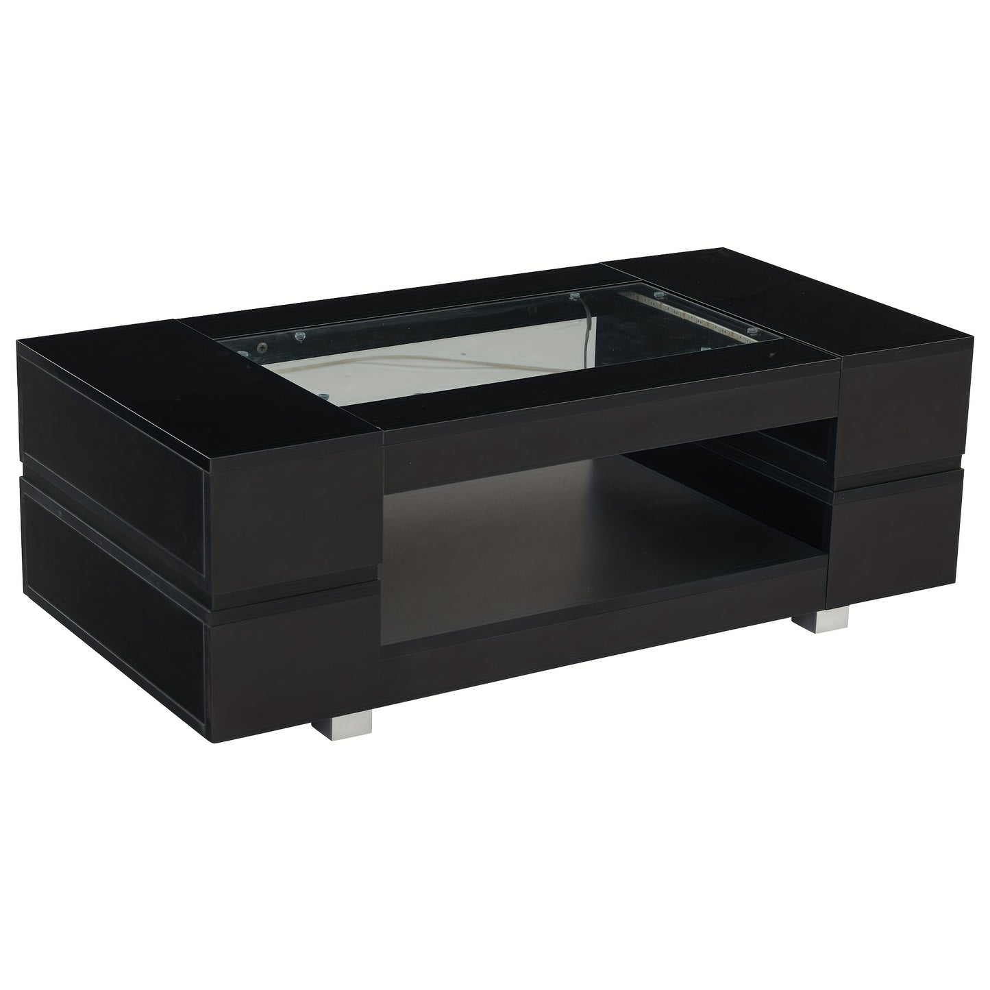 Salontafel – Sofa Tafel – Woonkamertafel – Bijzettafel – Lounge Tafel – Zwart – Hout – Compact Design