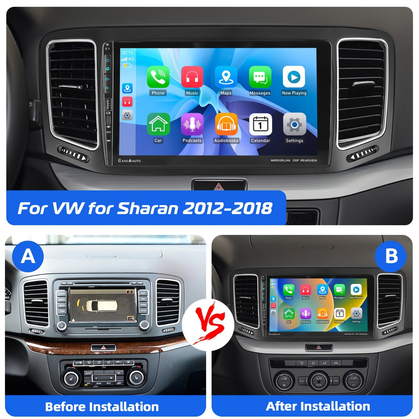 9 Inch Autoradio – Multimedia Speler – Android Autoradio – 2 DIN Radio – Auto Stereo – Met AHD Achteruitrijcamera & Externe Microfoon – IPS HD Touchscreen – Draadloze CarPlay & Android Auto