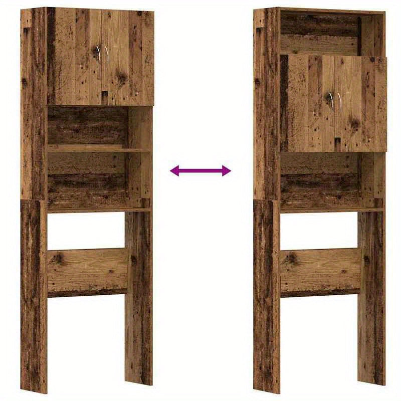 Wasmachinekast – Wasmachineombouw – Wasmachineberging – Opbergkast – Kast Voor Wasmachine – Nostalgisch Oud Hout Design – Afmetingen 64x24x190 cm – Bruin