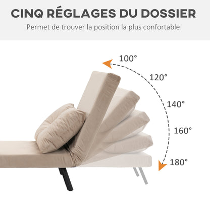 Slaapstoel – Slaapbank – Fauteuil – Vouwbed – Zetelbed – 3-in-1 Functioneel Design – Verstelbare Rugleuning & Eikenhouten Armleuningen – Beige Fluweel
