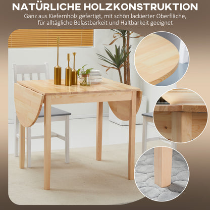 Eettafel – Klaptafel – Inklapbare Tafel – Uitklapbare Tafel – Houten Tafel – Massief Dennehout – Ruimtebesparend Ontwerp – 140x70x75 cm