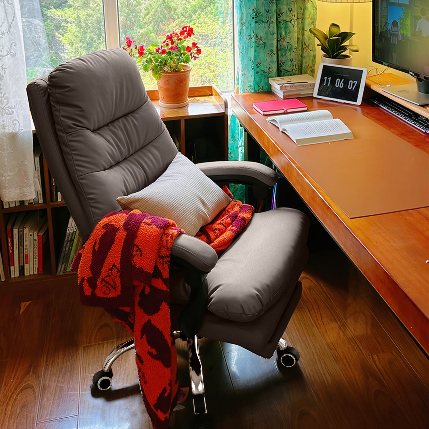 Ergonomische Bureaustoel – Bureaustoel Met Voetsteun – Kantoorstoel – Gamingstoel – Werkstoel – Verstelbare Hoogte – Memory Foam Zitting – Wit