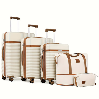 Kofferset – Reiskoffers – Trolley – Handbagage – Ruimbagage – Hardcase ABS – Spinner Wielen & TSA Slot – 5-delig 20/24/28 Inch Wit