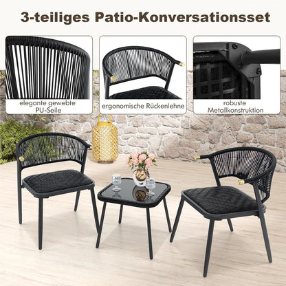 Rattan Tuinmeubelset – Balkonset – Tuinstoelen – Lounge Set – Terrasmeubilair – Sneldrogende Kussens – Weerbestendig PE-Rattan