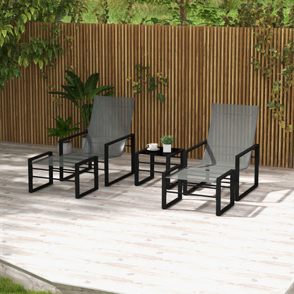 Loungeset – Tuinmeubilair – Buitenmeubels – Balkonset – Terrasstoel – Compact en Weerbestendig – Comfortabel Grijs Mesh