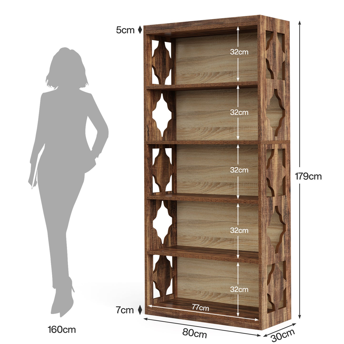 Sidetable – Haltafel – Wandtafel – Consoletafel – Dressoir – Rustiek Houten Design – 6 Kubusvormige Vakken – Ruim 160x30x80 cm