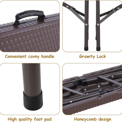 2pcs Folding Camping Bench, Foldable Garden Benches with Carrying Handle, Folding Bench Set Of 2, 183cm Outdoor Bench, Load Capacity Up to 500kg, for Picnic, Camping, Party
