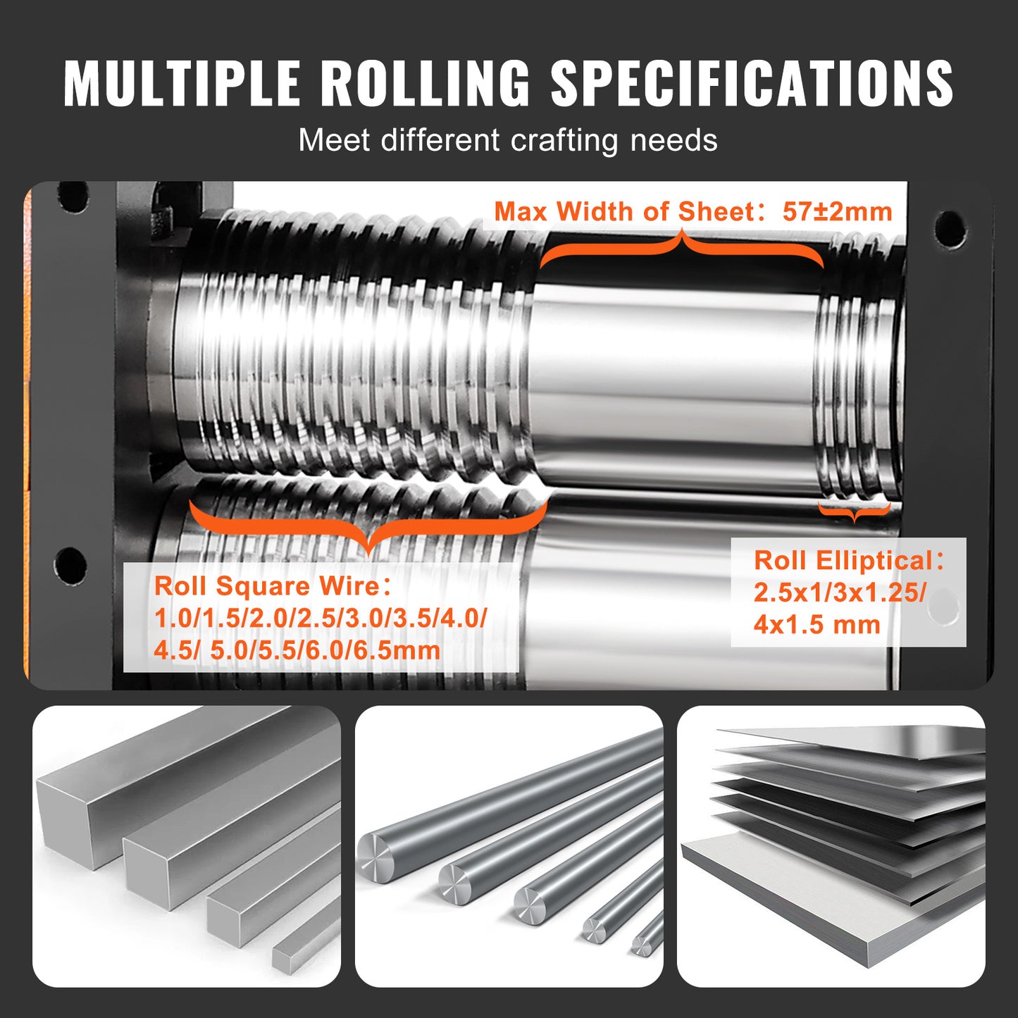 Rollingsmachine – Metaalwalsmachine – Rollers – Juwelenmachine – Metaalbewerking – 3-in-1 Multifunctioneel – Instelbare Dikte 0-5,5 mm – Hoogwaardig 45# Staal