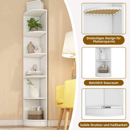 Heavy-Duty 5-Tier Bookshelf - Space-Saving Corner Shelf Organizer, No Assembly Needed, Sturdy Metal Construction for Home Office, Living Room, Study - Modern White Storage Shelf, Office Organization, Contemporary Furniture, H