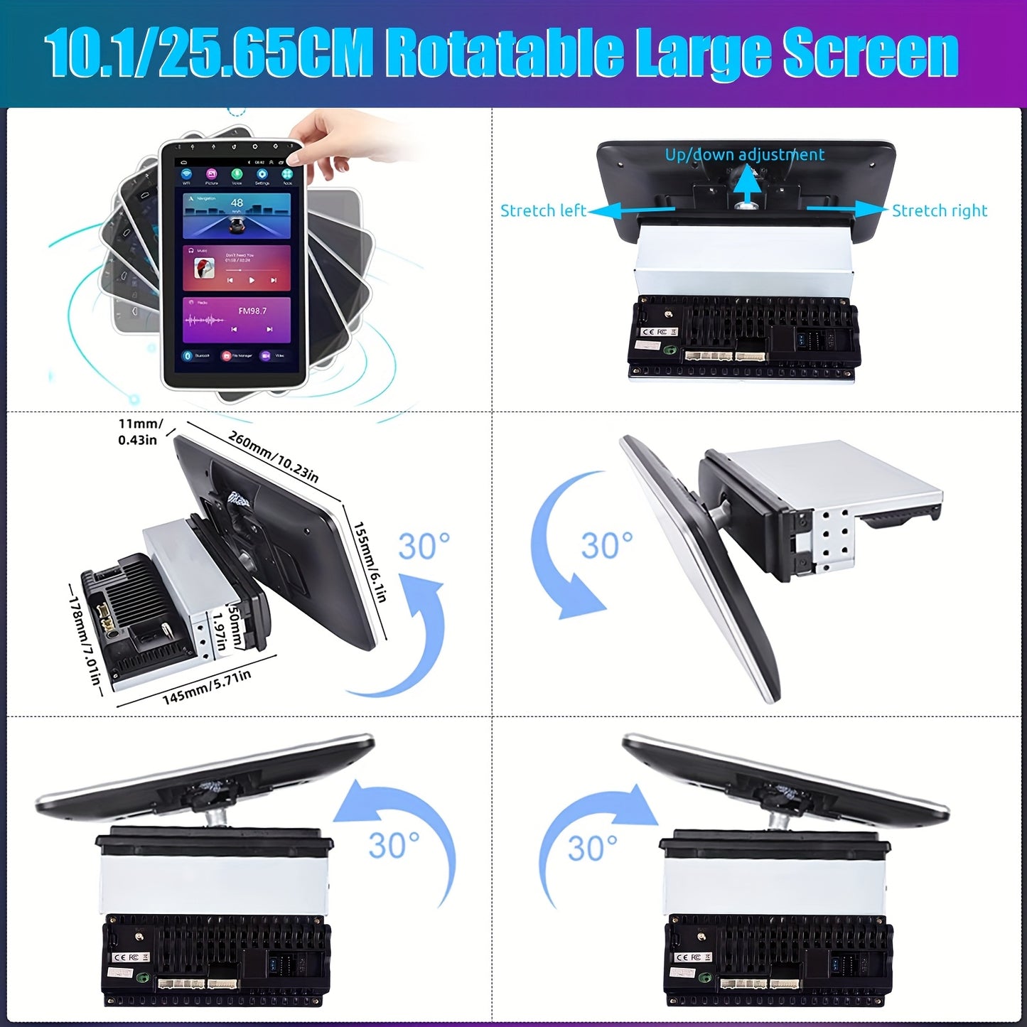 Autoradio – Car Stereo – Multimedia Speler – Android Auto – DAB Radio – 10,1 Inch Draaischerm – Android 14.0 – GPS Navigatie