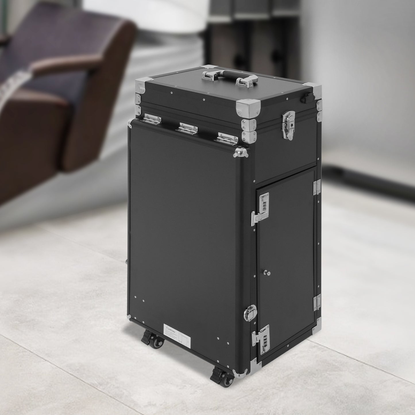 Heavy-Duty Rolling Manicure Table with Folding - Professional Makeup & Embroidery Trolley, Portable Cosmetic Case W/Spacious & Storage Organizer, Heavy-Resistant ABS/ Frame for Artists, Salons, Travel