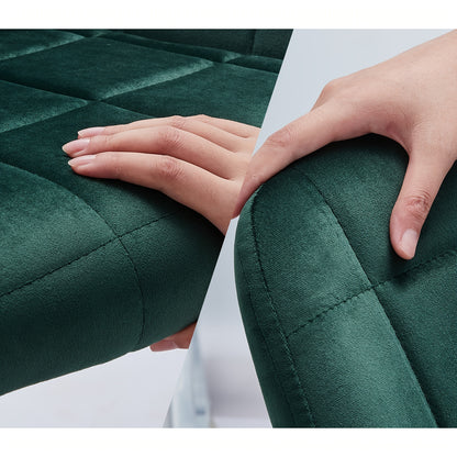 Velvet Eetkamerstoelen – Eetkamerstoelen Met Armleuningen – Luxe Stoelen – Fluwelen Stoelen – Set Van 2 Groen – Memory Foam Zitvlak – Stevig Metalen Frame