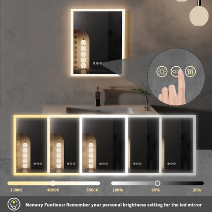 Make-up Spiegel – Beautyspiegel – Vergrootspiegel – Badkamerspiegel – Make-upspiegel Met Led Verlichting – 40x50 cm – Antibeschlag Functie – Dimbaar Met 3 Lichtstanden
