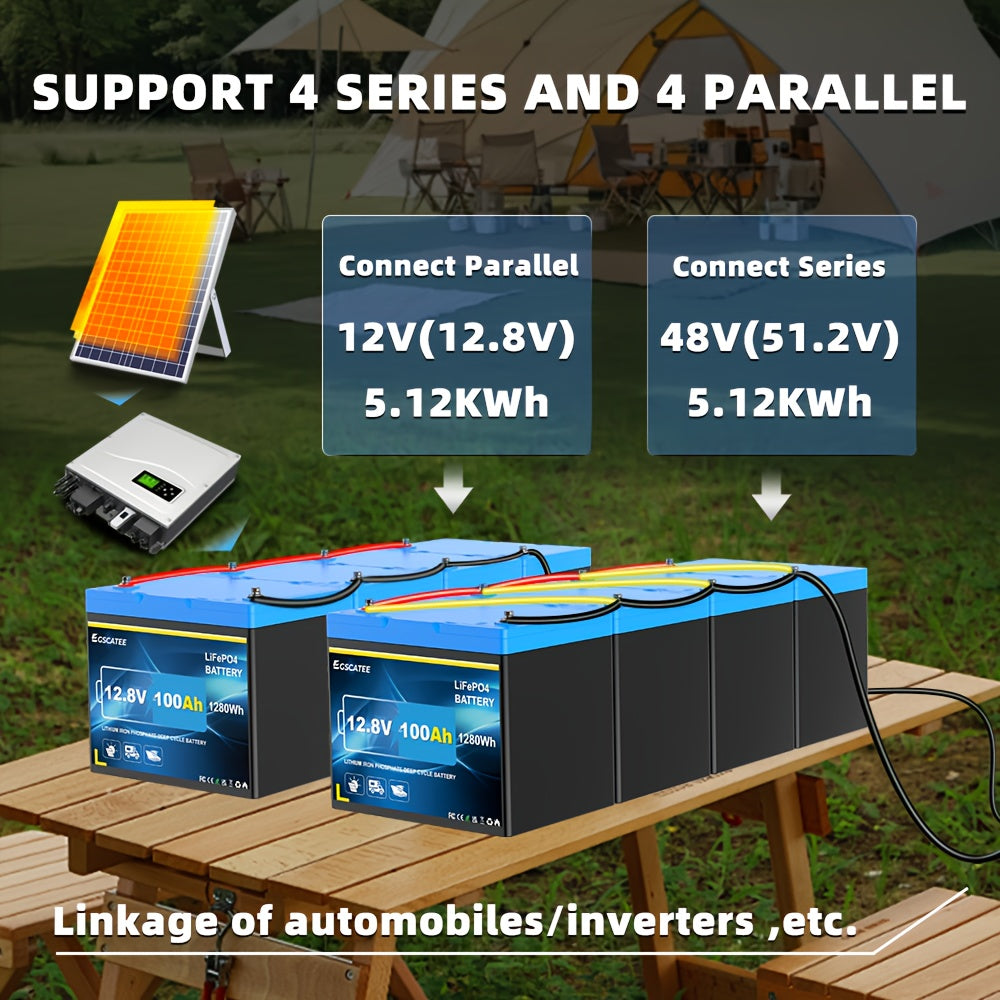 12.8V 100Ah LiFePO4 Accu – Lithium Batterij – Lithium Ion Accu – Camper Accu – Solar Accu – Ingebouwde 100A BMS – Laagtemperatuurbescherming