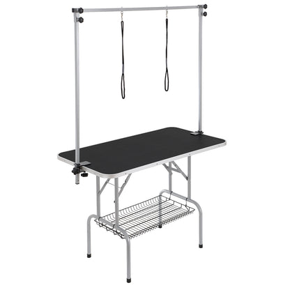Hondentafel – Trimtafel – Verzorgingstafel – Kaptafel – Hondentrimtafel – Roestvrij Staal – Inklapbaar & Verstelbaar Opbergvak