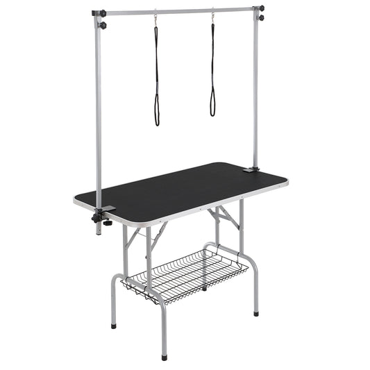 Hondentafel – Trimtafel – Verzorgingstafel – Kaptafel – Hondentrimtafel – Roestvrij Staal – Inklapbaar & Verstelbaar Opbergvak