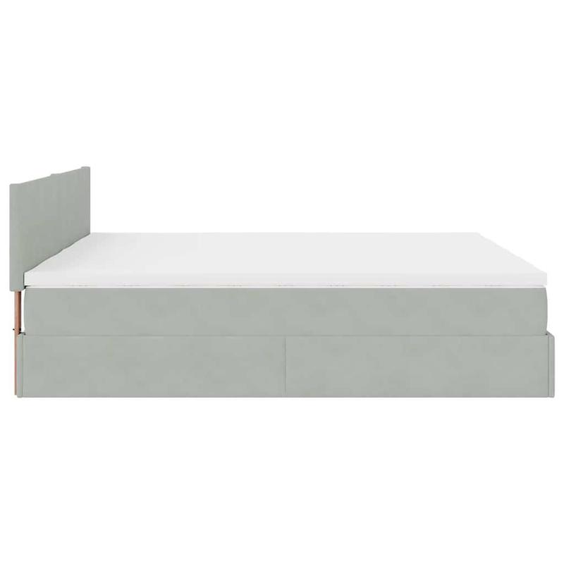 Bedframe – Bed – Bed Stevig – Slaapbed – Opbergbed – Lichtgrijs Velvet – 160x200 cm – Stevig Massief Hout – Ottoman Opbergruimte