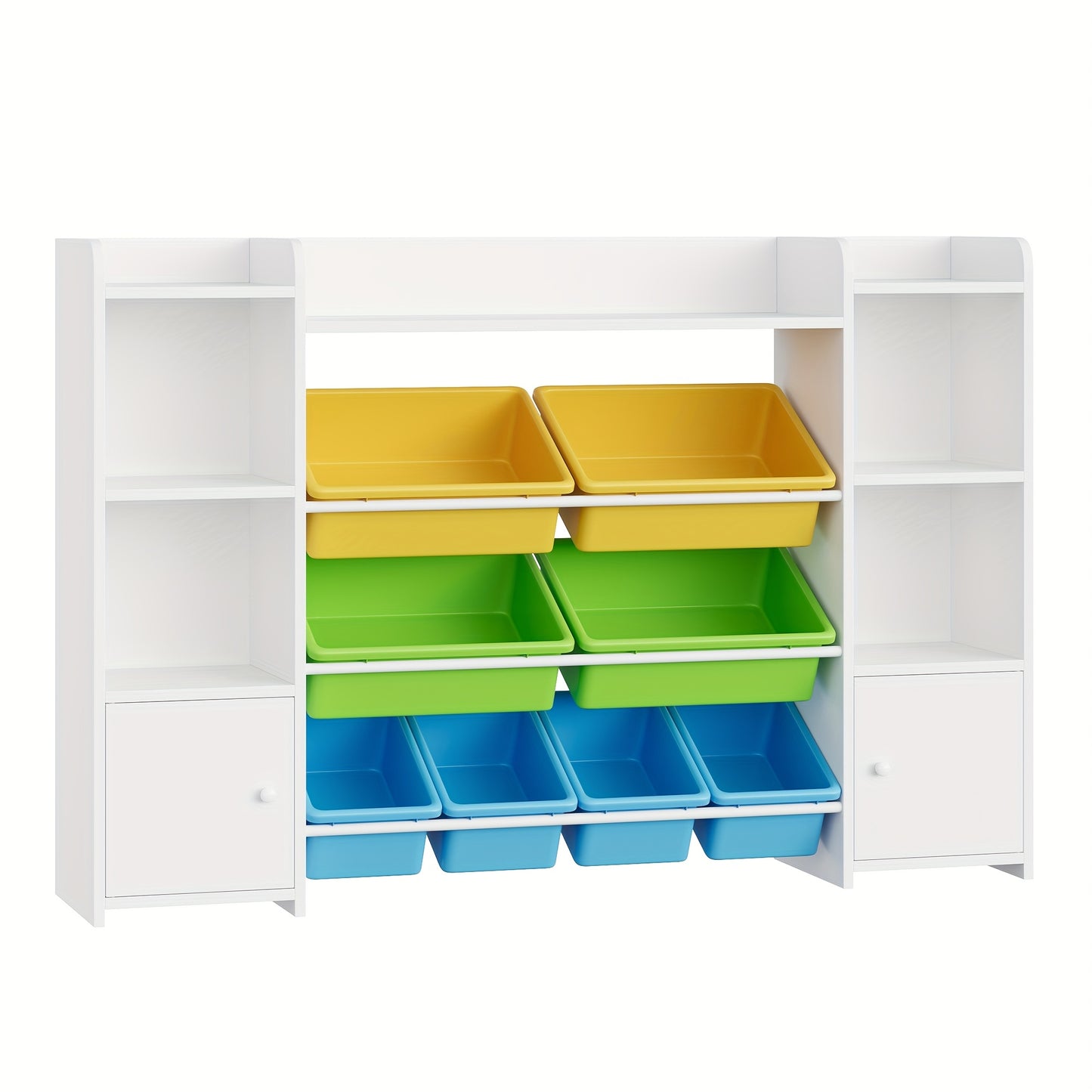 Witte Boekenkast – Boekenplank – Opbergkast – Wandrek – Vakkenkast – 8-Laden Opbergboxen – Stevig Hout – Eenvoudige Montage