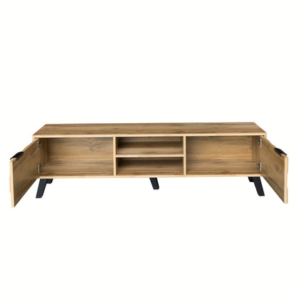 TV-Meubel – Tv-Kast – Mediameubel – Dressoir – Houten Meubel – Natuurlijk Hout – 160 cm Breed – 2 Deuren & 2 Open Vakken