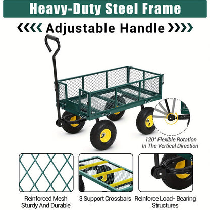 Tuinkar – Kruiwagen – Transportkar – Tuinwagen – Zwaar beladen kar – 500 kg Draagvermogen – Staalframe Met Pneumatische Banden