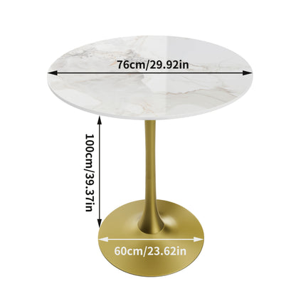 bistrotafel – bartafel – hoge tafel – rond tafel – koffietafel – ronde bartafel 100 cm hoog – marmeren tafelblad – stevige metalen voet zwart