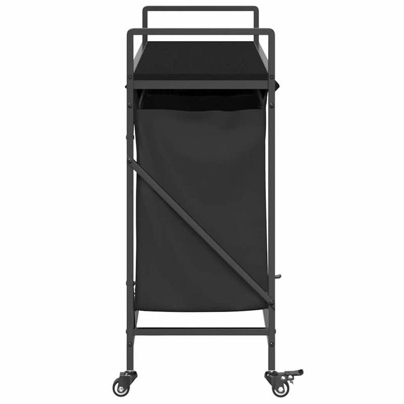 3-Vaks Wasmand – Wasmand Met Wieltjes – Wasbak – Beddengoedmand – Wascontainer – Matzwart – Stevig Metalen Frame – Mobiel En Compact
