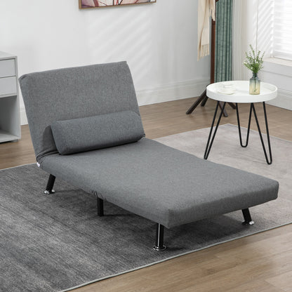 Inklapbare Relaxstoel – Ligstoel – Zitzetel – Slaapstoel – Relaxfauteuil – Donkergrijs – Verstelbare Rugleuning Met Bedfunctie – Compact Formaat 75x70x75 cm