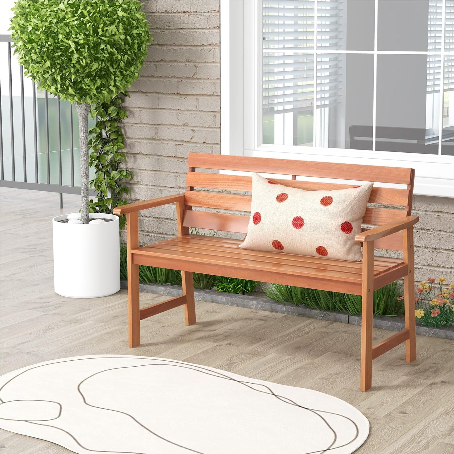 Tuinbank – Buitenbank – Balkontafel – Parkbank – Houten Bank – Hardhouten 2-Zits – Weerbestendig – 120,5 x 64 x 84 cm