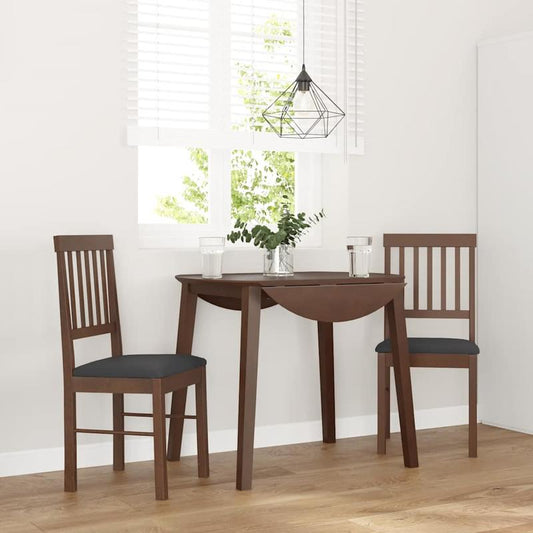 2pcs Modern Brown Solid Wood Dining Chairs with Cushioned Seats & Backrests - Legs, Sturdy Frame, Easy-Clean Surfaces, Comfortable Padded Chairs, Dining Room, Contemporary Furniture (No Fabric)