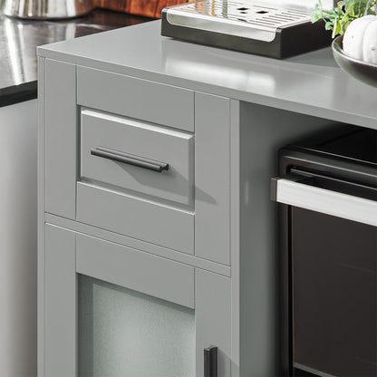 Keukenkastje op Wielen – Keukentrolley – Opbergkast – Servieskast – Rollende Kast – Verstelbare Plank – Grijs MDF & Glas – Draagkracht 60 kg