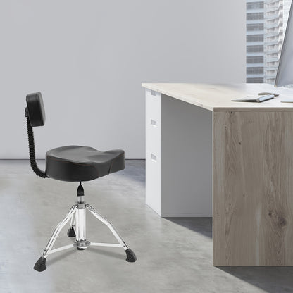 Drumkruk – Drumstoel – Muziekkruk – Zadelkruk – Werkkruk – Verstelbare Hoogte 45-60 cm – Memory Foam Zitting met Rugleuning