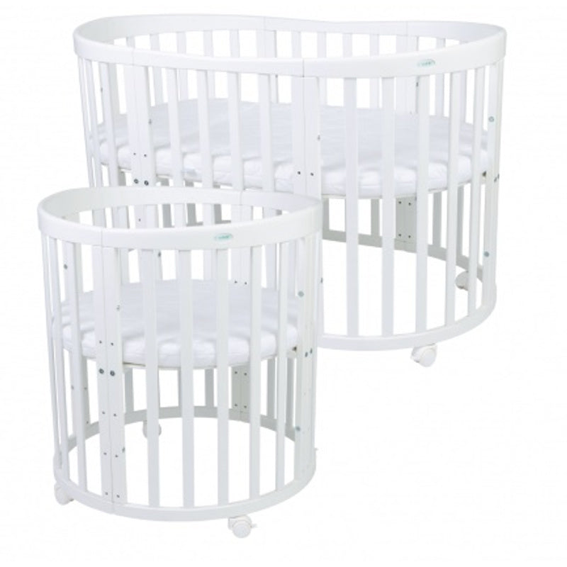 Ledikant – Babybed – Peuterbed – Wieg – Meegroeibed – Ovaal Design – Massief Beukenhout – Inclusief Matras