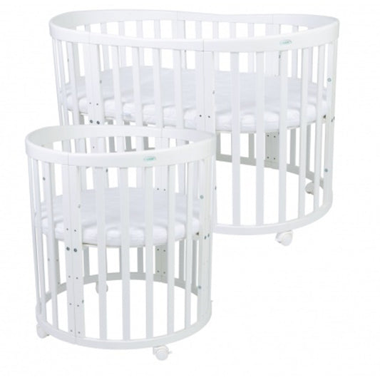 Ledikant – Babybed – Peuterbed – Wieg – Meegroeibed – Ovaal Design – Massief Beukenhout – Inclusief Matras
