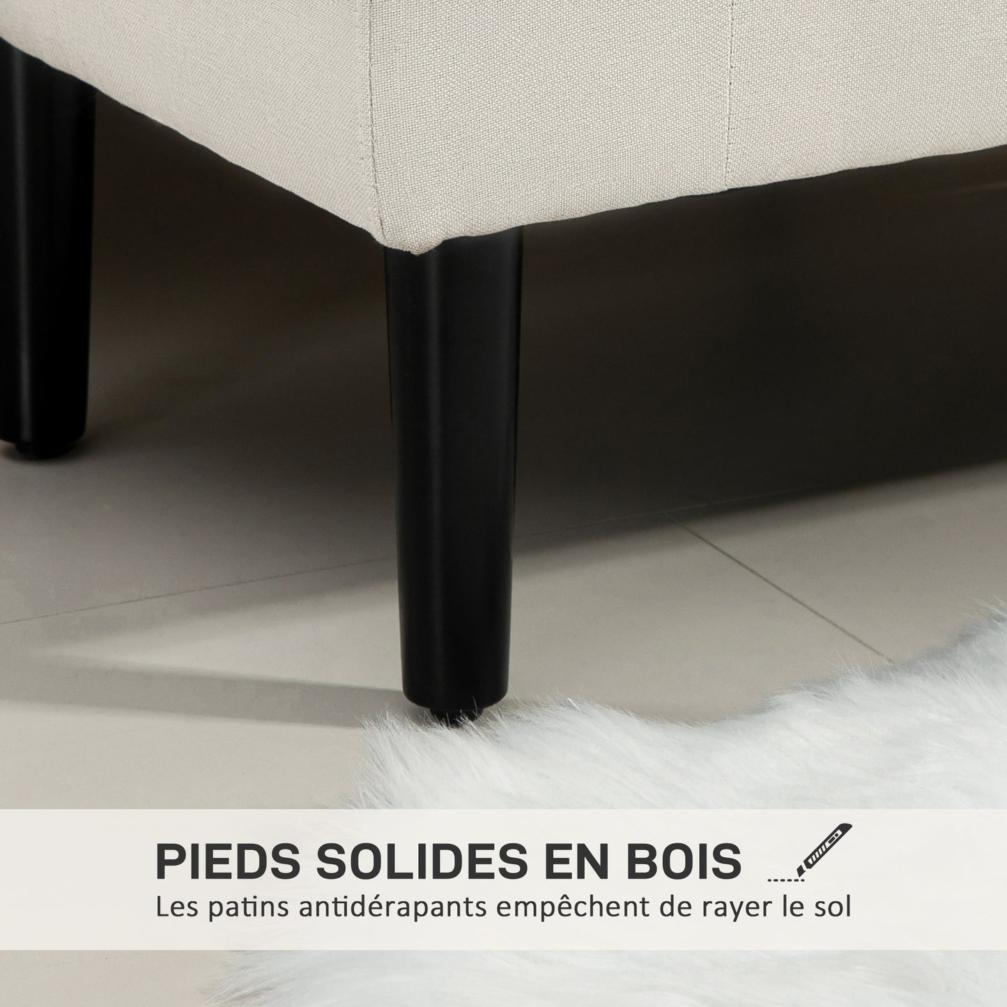 Opbergbank – Zetelbank – Slaapkamerbank – Woonkamerbank – Halbank – Beige Gestoffeerd – 130 Kg Draagkracht – 116 x 44 x 58 cm