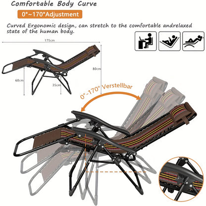 Inklapbare Ligstoel – Tuinstoel – Strandstoel – Zwemstoel – Lounger – Extra Breed – Afneembaar Hoofdkussen – Draagvermogen 150 kg