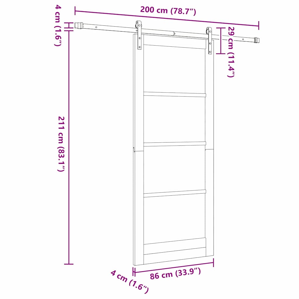Ruimteverdeler – Roomdivider – Scheidingswand – Schuifwand – Kamerscherm – Massief Grenenhout – Schuifsysteem – 86x211 cm – Bruin Paneel Met Wit Railsysteem – Handmatig Opvouwbaar – Ruimtebesparend