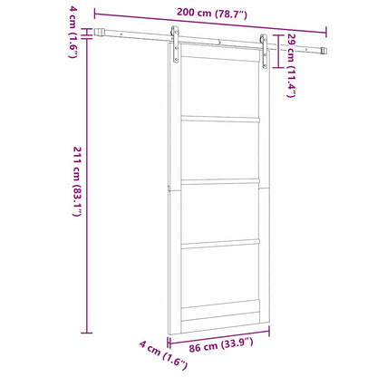 Ruimteverdeler – Roomdivider – Scheidingswand – Schuifwand – Kamerscherm – Massief Grenenhout – Schuifsysteem – 86x211 cm – Bruin Paneel Met Wit Railsysteem – Handmatig Opvouwbaar – Ruimtebesparend