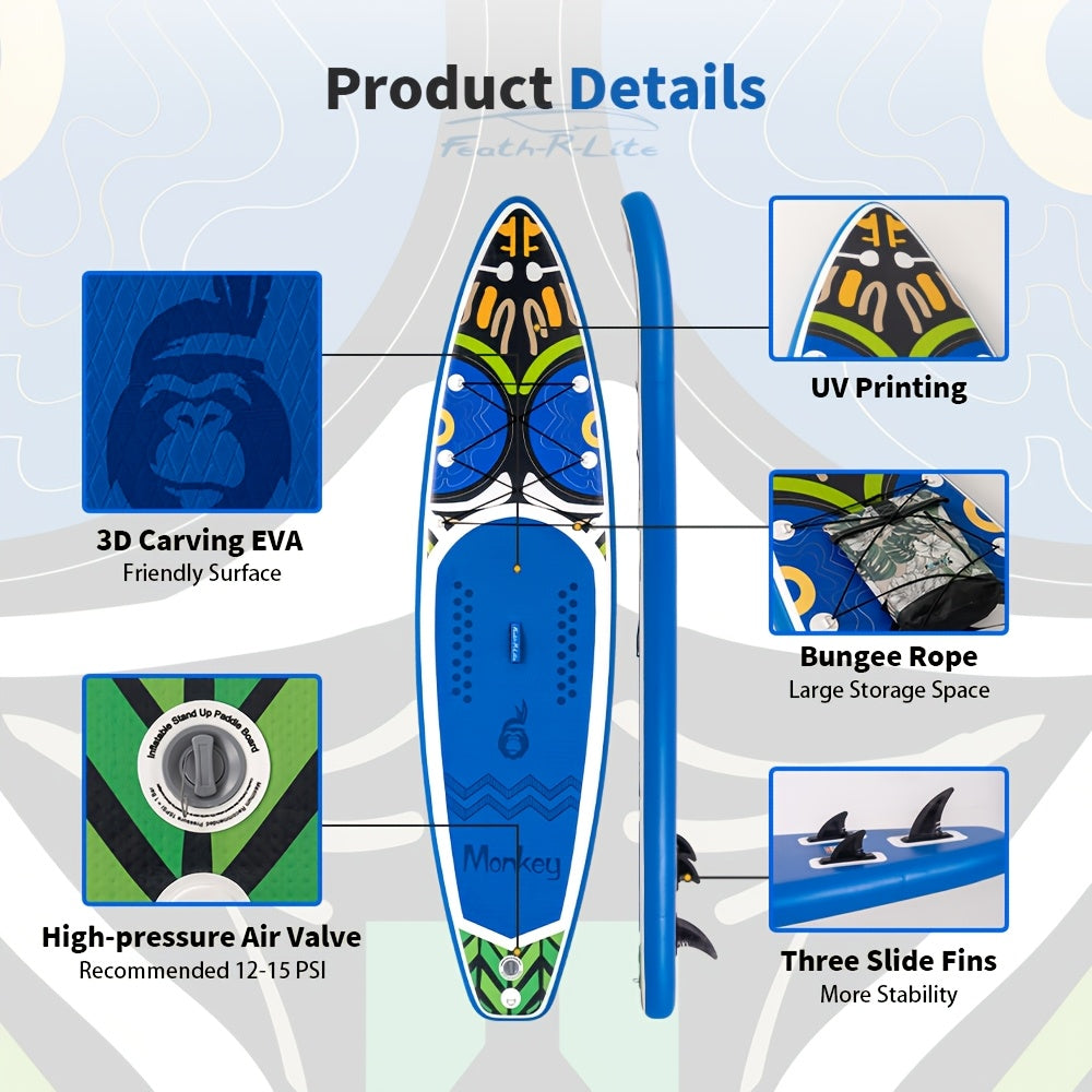 Paddleboard – SUP Board – Stand Up Paddle – SUP Board Opblaasbaar – SUP Board Compleet – Lichtgewicht PVC – 320x81 cm Indigo Sea Glider