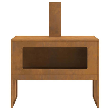 Heavy-Duty Cortenstalen Vuurschaal – Buitenhaard – Tuinhaard – Vuurkorf – Houtkachel – Grote Afmetingen 80x50x96 cm – Roestbestendig Bruin Steel