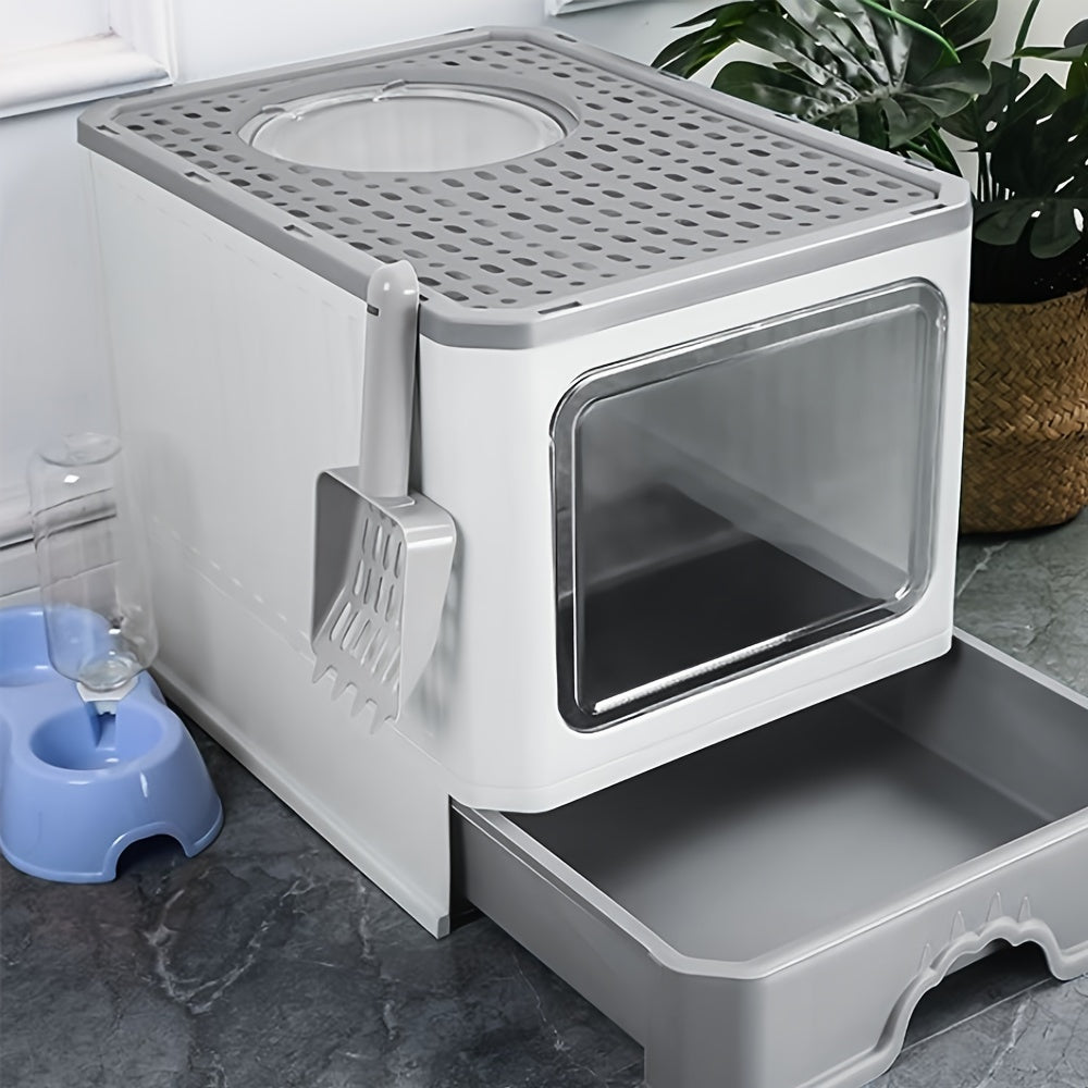Kattenbak – Kattentoilet – Kattenbak met Deksel – Gesloten Kattenbak – Kattenbak Extra Groot – Ruim & Duurzaam PP Plastic – Geurvrij en Antispat Ontwerp