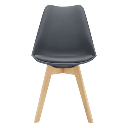 Eetkamerstoel – Stoel – Kuipstoel – Keukenstoel – Woonkamerstoel – Set van 6 – PU Kunstleer Bekleding – Beukenhouten Frame 81x49 cm