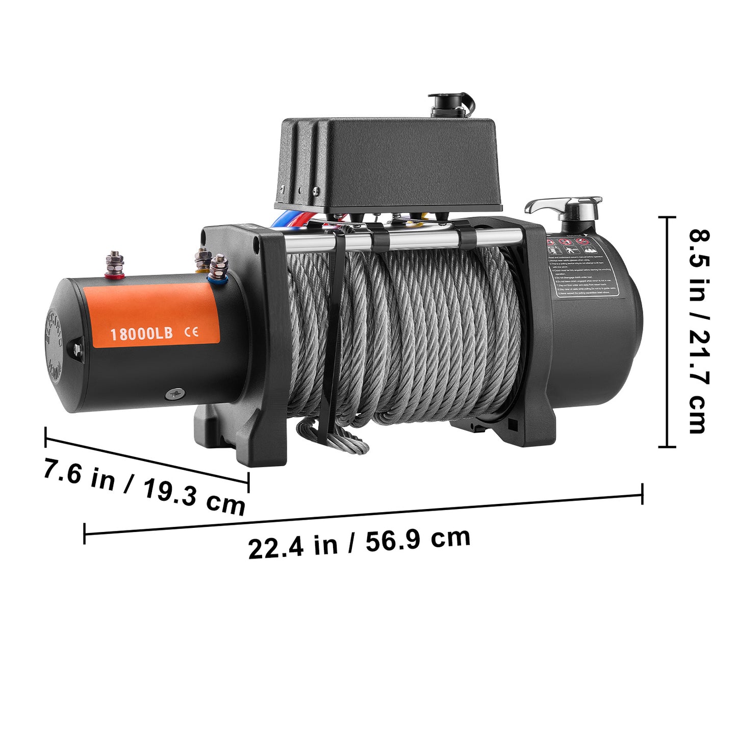 Elektrische Lier – Elektrische Takel – Winch – Kabellier – Bumperlier – 8165 kg Trekkracht – IP65 Waterdicht Met Draadloze Afstandsbediening