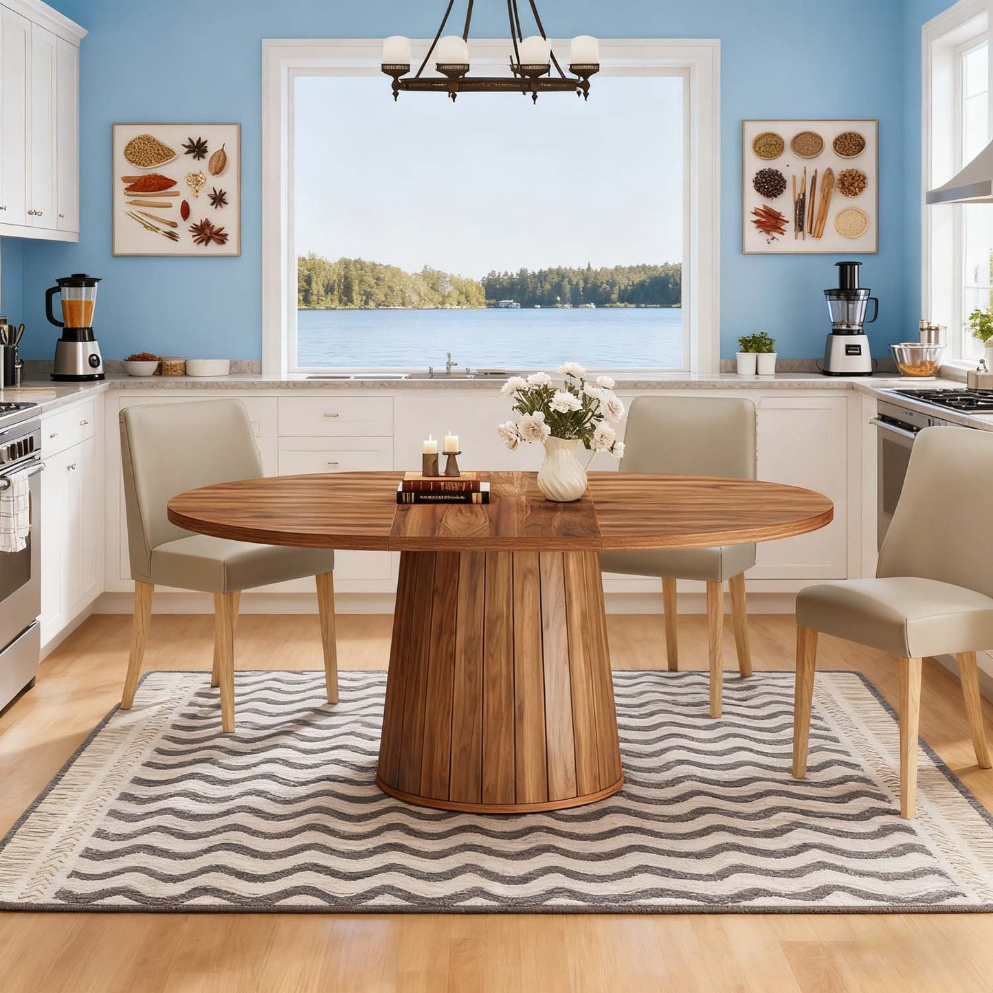 Eettafel – Tafel – Dinertafel – Keukentafel – Eetkamertafel – Ovaal Model – Geschikt Voor 6 Personen – Robuust Gefineerd Hout Bruin