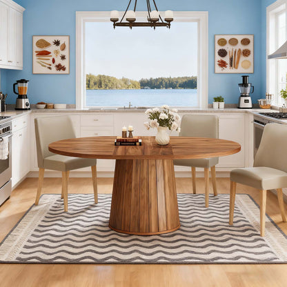 Eettafel – Tafel – Dinertafel – Keukentafel – Eetkamertafel – Ovaal Model – Geschikt Voor 6 Personen – Robuust Gefineerd Hout Bruin